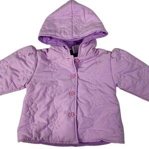 B.T. Kids Purple Quilted Hooded Jacket For Babies Size 12 Months Polyester Flora